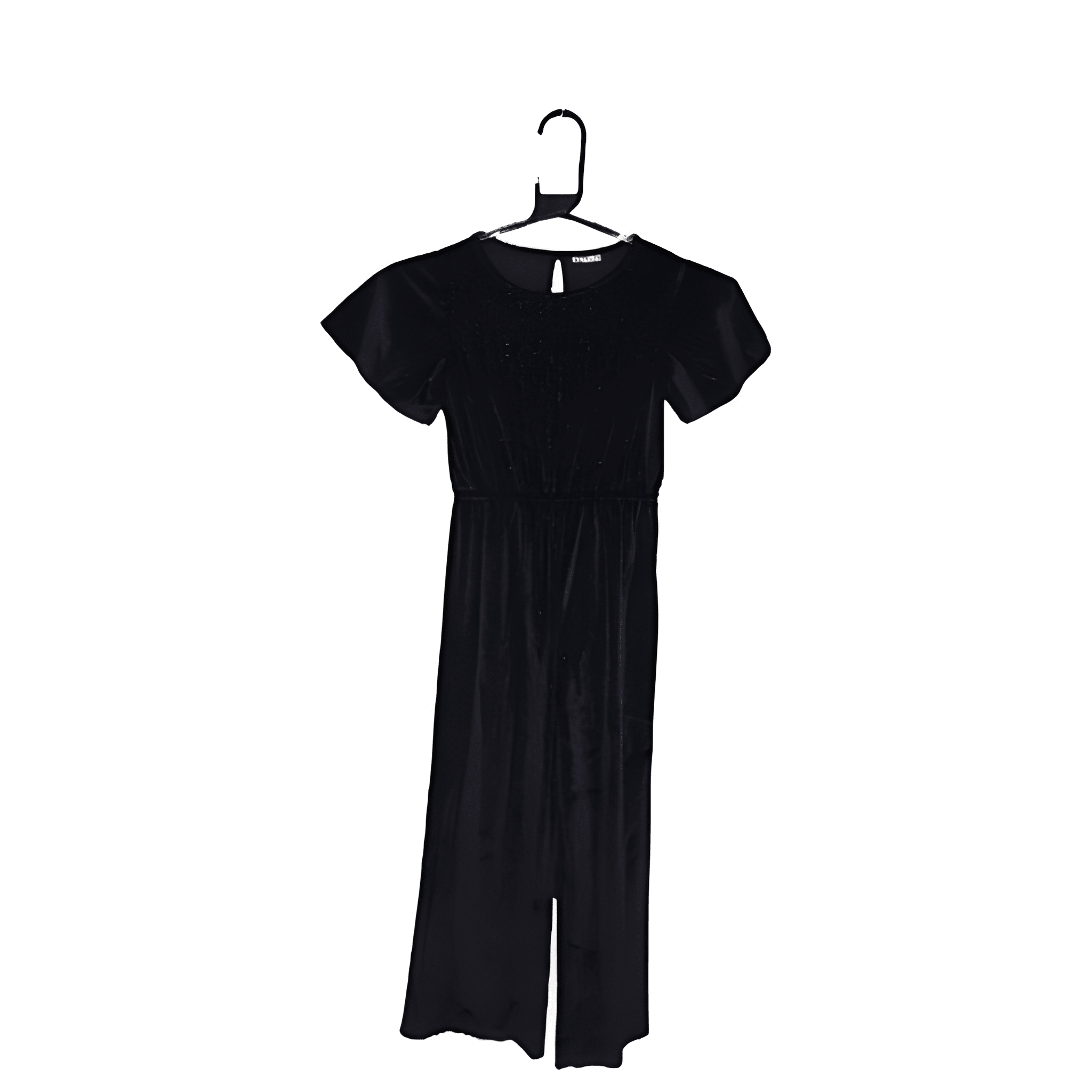 Girl's Black Velvet Jumpsuit - Size 7-8 Years