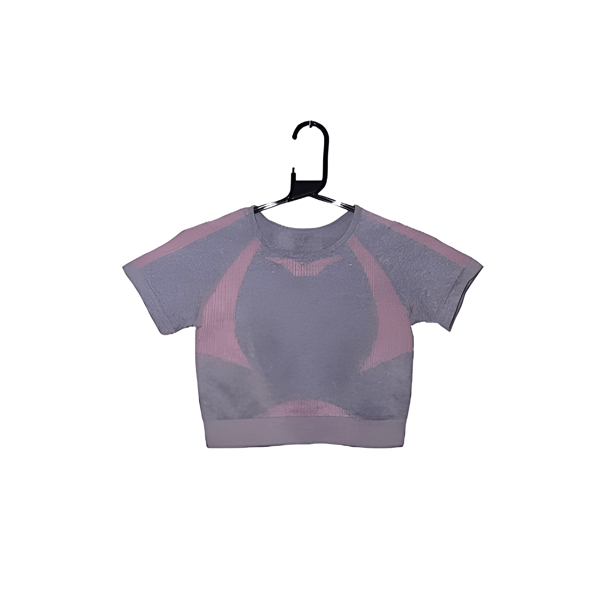 Women's Grey & Pink Cropped Activewear Top - Size - Small