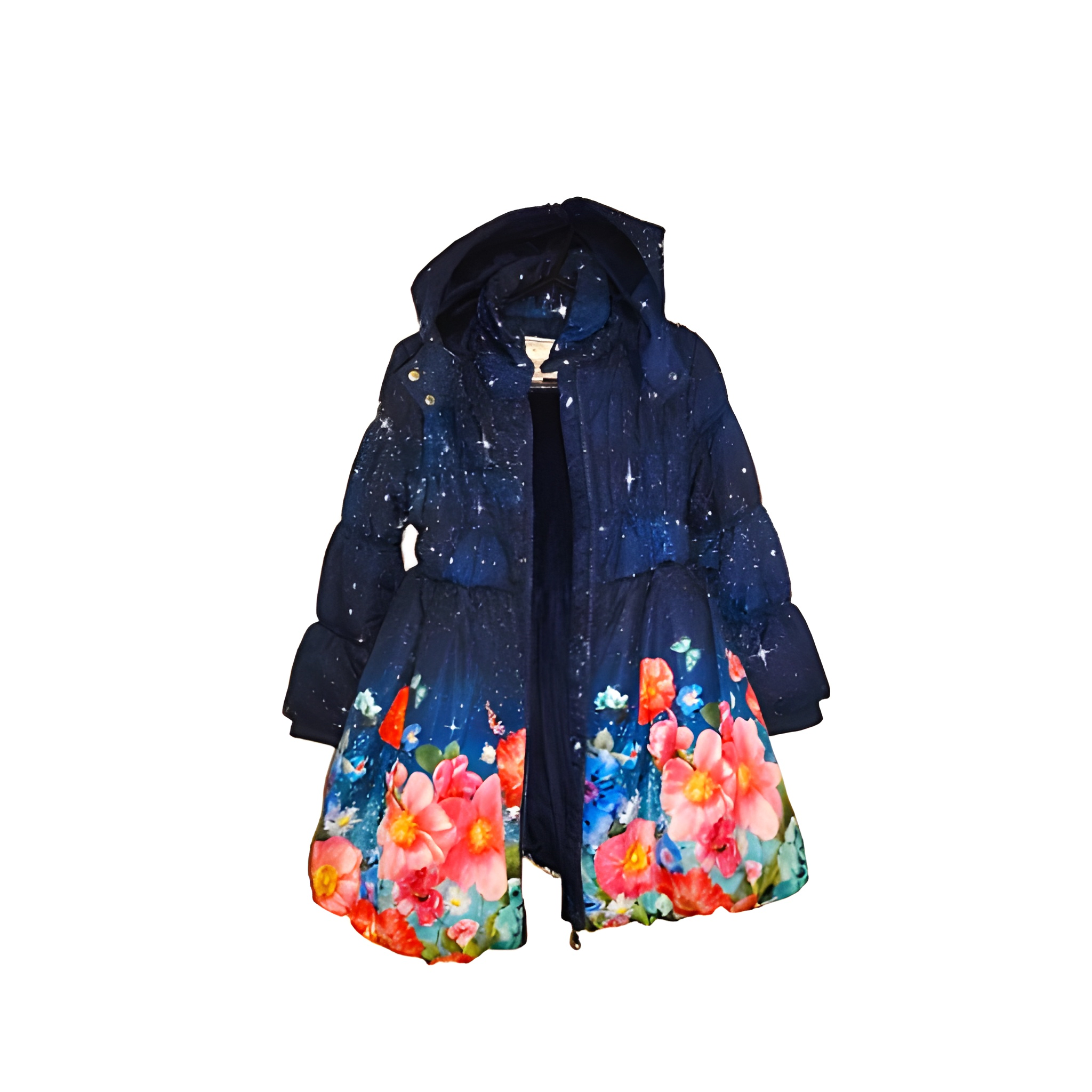 Girl's Monsoon Starry Floral Hooded Coat & Bag Set - Size - 7-8 Years