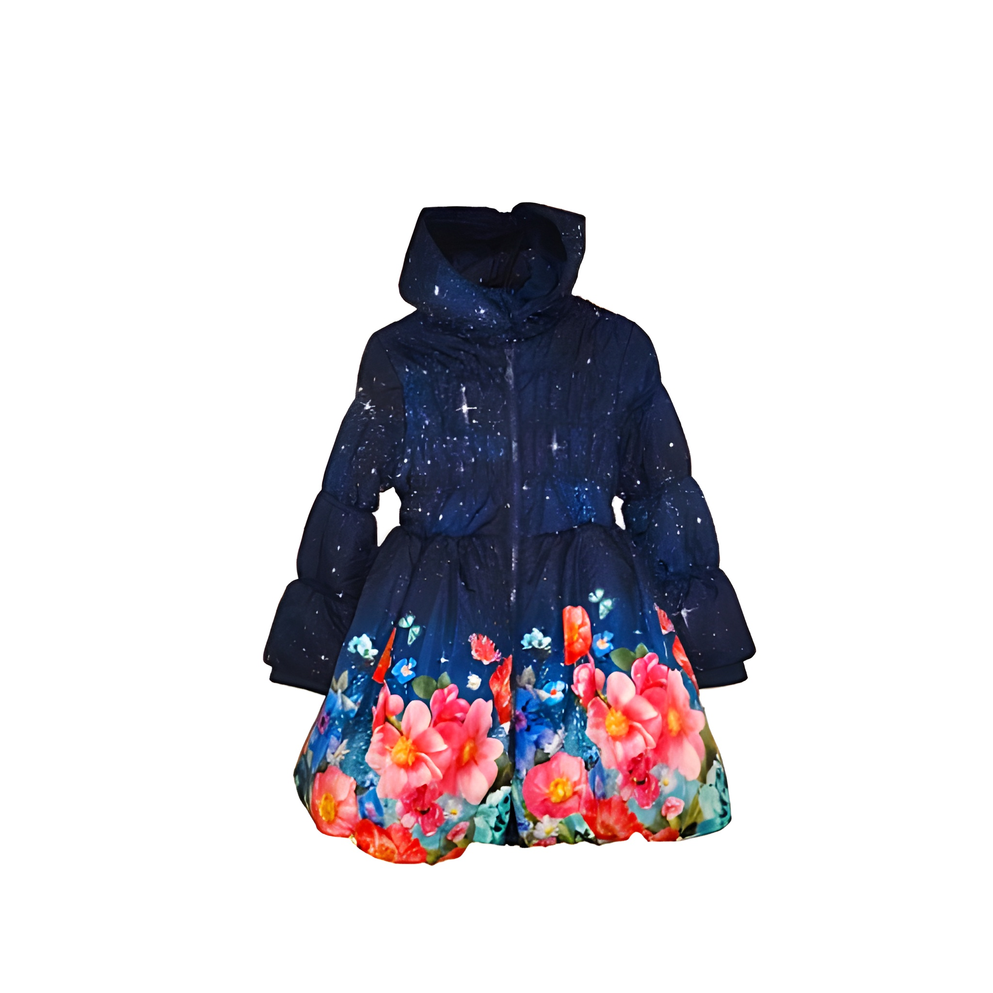 Girl's Monsoon Starry Floral Hooded Coat & Bag Set - Size - 7-8 Years