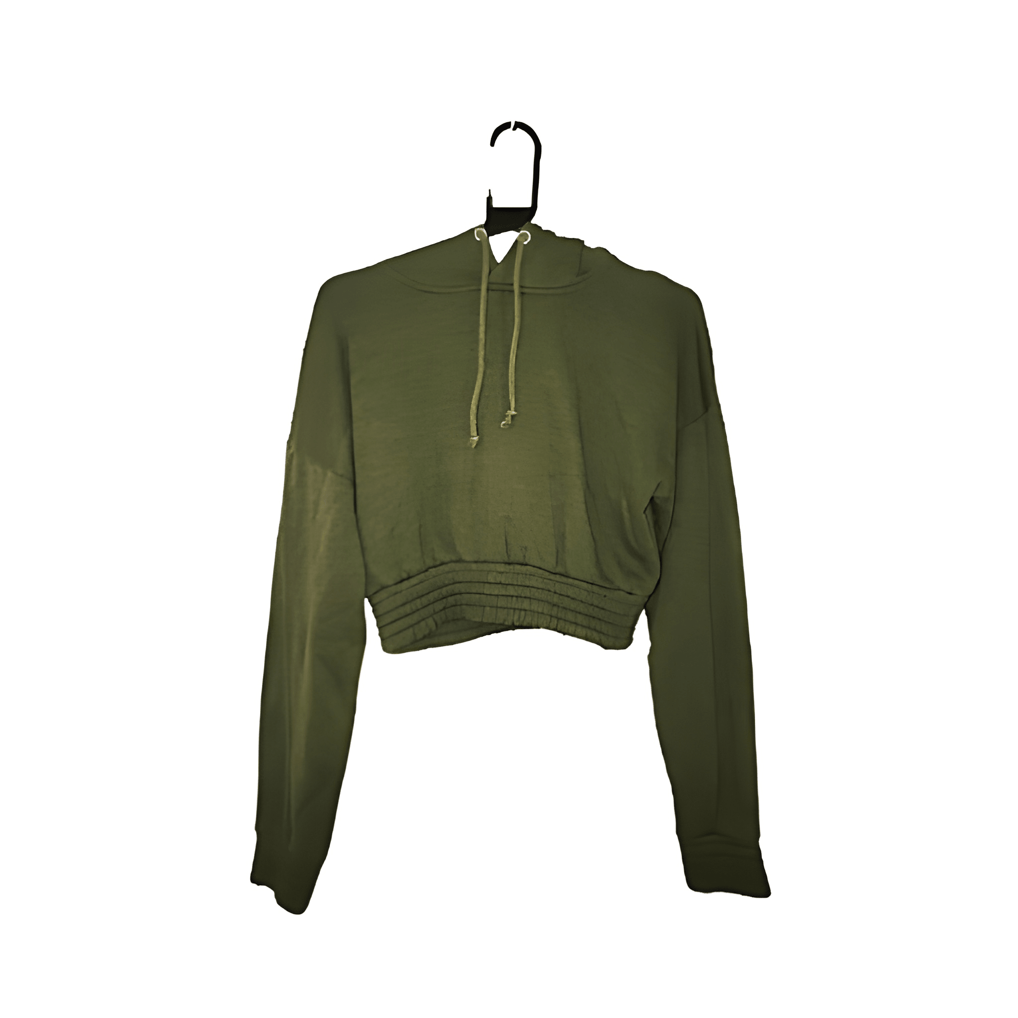 Women's Khaki Green Cropped Hoodie - Size - Medium