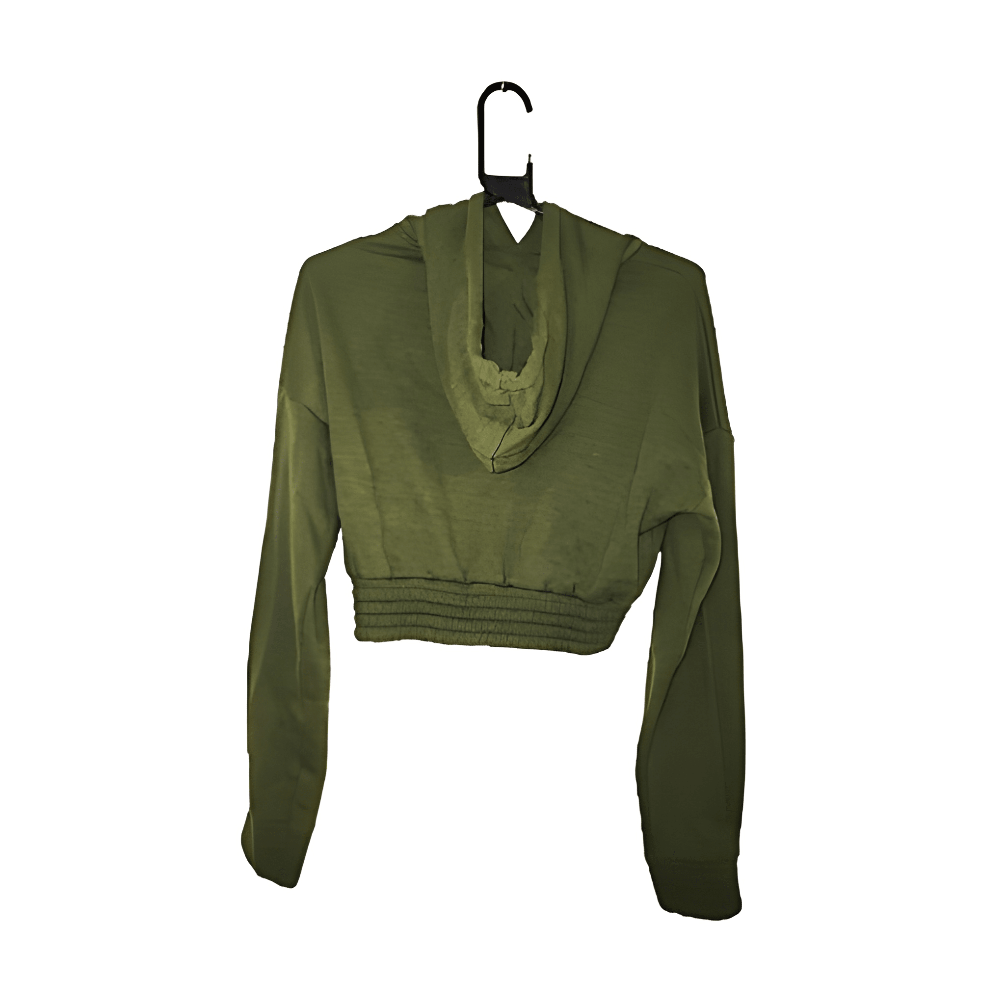Women's Khaki Green Cropped Hoodie - Size - Medium