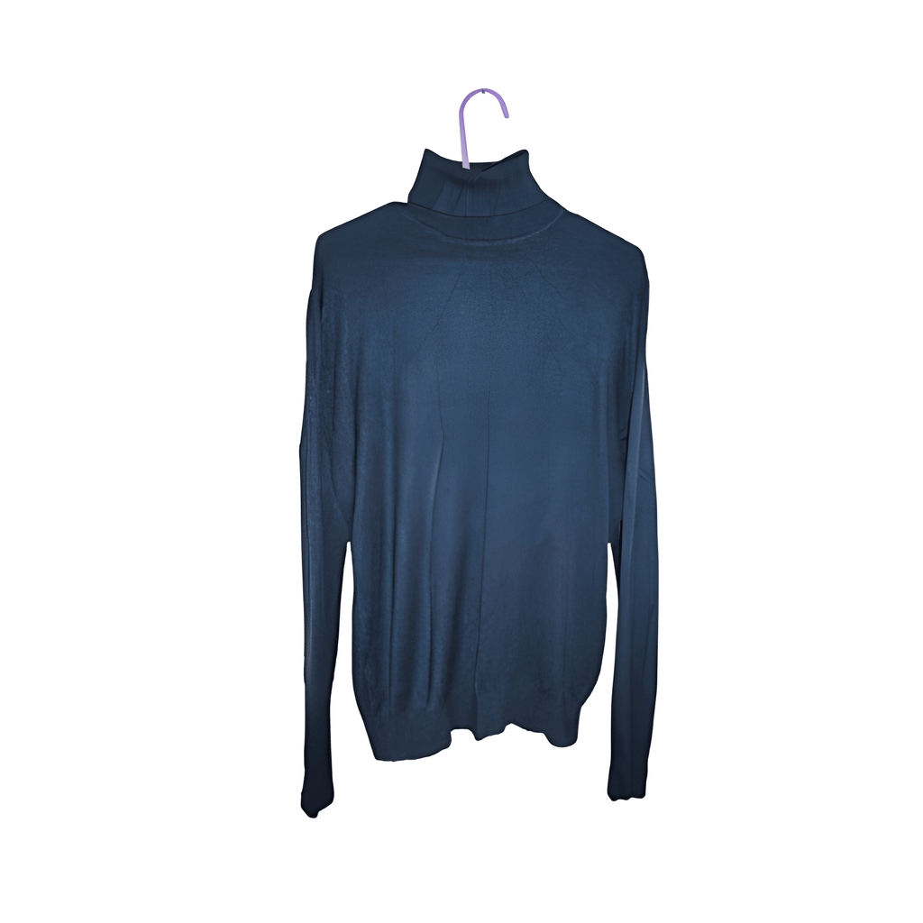 Men's Roll Neck Blue Jumper - Size - Small