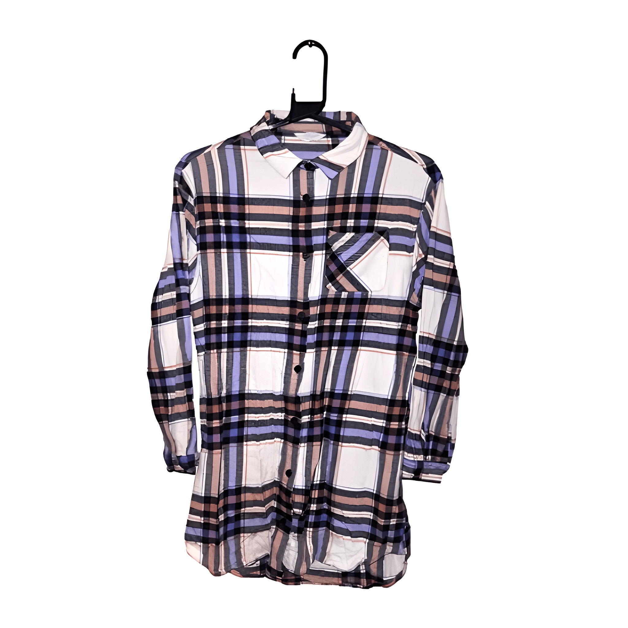 Girl's Long-Sleeve Check Flannel Shirt - Size - 13-14 Years