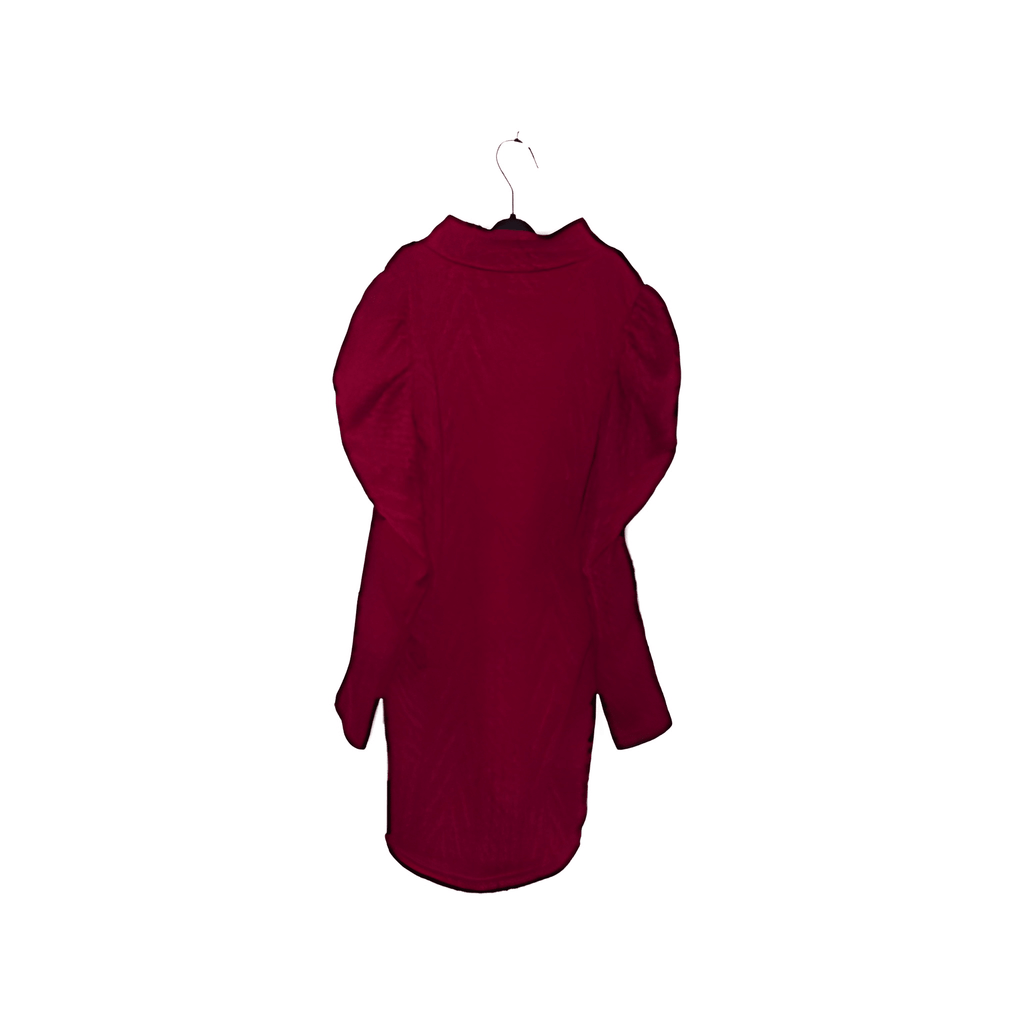 Girl's Burgundy Knit Fitted Sweater Dress - Size - 7 Years